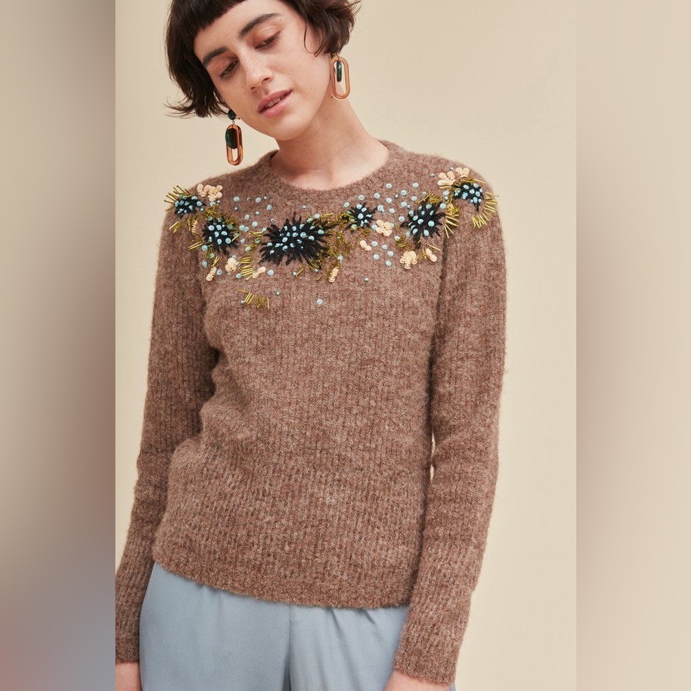 Rachel Comey Capture Pullover Alpaca Blend M Beaded Sequin